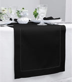 Solino Home Linen Black Table Runner 60 Inches - Classic Hemstitch, 100% Pure Linen Coffee Table Runner 14 x 60 Inch Ideal for Dresser Tables - Fall, Autumn, Halloween, Thanksgiving, Holiday