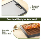 Titanium Cutting Board Double Sided, 15” Wood Cutting Board for kitchen, GR1 Titanium & Ebony Large Chopping Board for meat with Juice Groove for Meat & Veggies