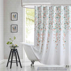 Fabric Floral Shower Curtain, 78 Inch Long Orange and Sage Green Flower Waterproof Bathroom Shower Curtains, 72" W x 78" H