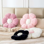 Flower Pillow, Cute Flower Shaped Decorative Pillow, Soft Rabbit Fur Daisy Pillow Home Decor Floor Seating Cushion for Bedroom Living Room (Pink 19.6 Inch)