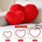 Red Heart Pillows, Cute Heart Decorative Pillow, Heart Shaped Throw Pillows for Bed, Faux Rabbit Fur Plush Hoom Decor Pillow Cushion for Chair Sofa Living Room (Mini 12.9" x 9.8")