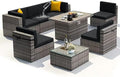14 PCs Patio Cushion Covers for 7 PCs Outdoor Furniture Sectional Seating Sets Water Resistant Plus 2 Throw Pillows (Black, 23.6(L)*23.6(W)*4.33(T) inches)