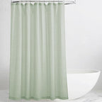 KGORGE Linen Shower Curtain - Semi Sheer Lightweight Button Hole Half Privacy Quick Dry Shower Curtains for Bathroom Bathtub Decor, Sage Green, 72 x 90 inches Long, Hooks Included