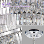 Crystal Chandeliers Modern Style Chrome 39 inch & Lights Round Hanging Classic Pendant Ceiling Chandelier Lighting Fixture 7-Tier for Dining Room Living Room