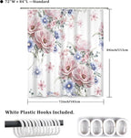 Colorful Floral Shower Curtain Watercolor Flower Modern Design Bathroom Curtain Girls Pretty Plant Decor Shower Curtain with Hooks Waterproof Polyester Fabric 72x84 Inch