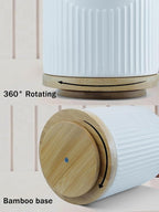 360° Rotating Utensil Holder, 7.6" Large Ceramic Kitchen Utensil Holder for Countertop with Bamboo Base, Stable Utensil Organizer, Farmhouse kitchen Decor, White