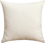 Jeneoo Ivory Decorative Square Thick Accent Throw Pillow Covers Fine Textured Boucle Couch Cushion Cases for Livingroom Sofa Decor, Set of 1, 24 x 24 Inch