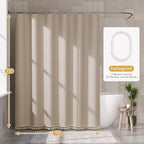 AmazerBath Farmhouse Shower Curtains for Bathroom, Tan Shower Curtain with Tassels, Taupe Rustic Faux Linen Shower Curtain Set with 12 Hooks, 72x72 Inches