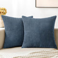 MIULEE Blue Corduroy Pillow Covers Pack of 2 Boho Decorative Spliced Throw Pillow Covers Soft Solid Couch Pillowcases Cross Patchwork Textured Cushion Covers for Living Room Bed Sofa 16x16 inch