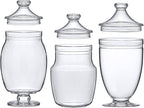 Amazing Abby - Keep - Acrylic Apothecary Jars (3-Piece Set), Plastic Jars with Lids, Bathroom Canisters, Vanity Organizers, Candy Buffet, Wedding Display, BPA-Free and Shatter-Proof (NOT Glass)