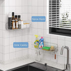 TZAMLI Shower Caddy Bathroom Shelves, No Drilling Self Adhesive Shelf Plastic Clear Shower Organizer, Wall Mounted Rack Inside Shelves for Bathroom Kitchen Storage