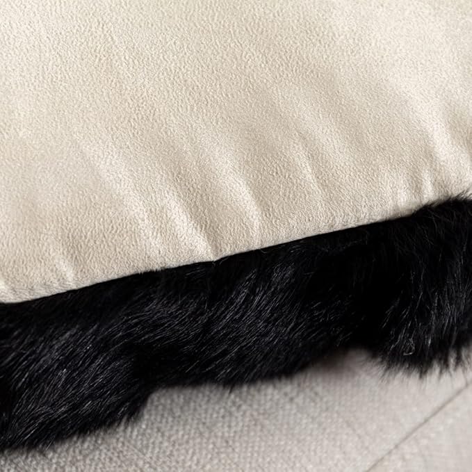 Rabbit Skin Fur Luxury Pillowcases Cushion Cover Soft Throw Cases for Living Rooms Pillow Case Cushion Cover (Black, 50×50cm（20in×20in）)