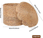 Vintage Woven Storage Basket with Scalloped Lid - Handwoven Water Hyacinth Laundry Hamper for Clothes, Blankets, Toys Organizing - Natural Wicker Basket with Lid (Large Round)