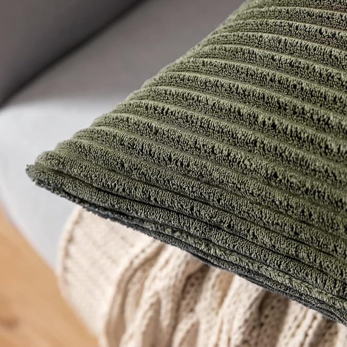 MIULEE Pack of 2 Pillow Covers Soft Soild Decorative Throw Pillow Covers Set Cushion Cases Pillowcases for Sofa Bedroom Car 12 x 20 Inch 30 x 50 Cm Olive Green