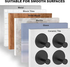 Towel Hooks for Bathroom (4 Pack) Adhesive Towel Hook Shower Hooks for Inside Shower - Sticky Bathroom Wall Hooks for Hanging Towels, Robe, Loofah, Bath Sponge (Style 2 - Black)