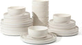 Frewinky Ceramic Dinnerware Sets for 8, Round Reactive Glaze Porcelain Plates and Bowls Sets, Scratch Resistant Modern Dishes Set, Dishwasher & Microwave Safe, Service for 8-White