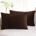 Simmore Decorative Throw Pillow Covers 12x20 Set of 2, Soft Natural Plush Flannel Double-Sided Fluffy Lumbar Pillow Covers for Couch Sofa Living Room, Brown