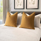 MIULEE Pack of 2 Mustard Yellow Decorative Pillow Covers 22x22 Inch Soft Chenille Luxurious Couch Throw Pillows Boho Cushion Covers Euro Shams with Elegant Design for Sofa Bed Living Room Home Decor