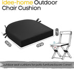 idee-home Outdoor Chair Cushions Set of 4, Thick 19" x 19" x 3" Outdoor Seat Cushions Patio Furniture Waterproof with Ties, Dining Pads