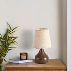 Wood Grain Small Table Lamp, Farmhouse Bedroom Lamps for Bedside Nightstand, Vintage Small Table Lamps for Small Spaces for Kitchen Counter, Home Office, Living Room, Kids Dorm, Bookshelf