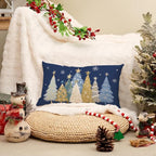 AACORS Christmas Pillow Cover 12X20 Inch Watercolor Christmas Tree Stars Decoration Holiday Farmhouse Winter Pillow Case for Sofa Couch Decor（Blue） AA608-12