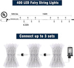 132FT 400 LED Blue String Lights Indoor, 8 Modes Clear Wire Blue Christmas Lights Outdoor Indoor, Plug in Waterproof Fairy String Lights for Christmas Bedroom Tree Decorations