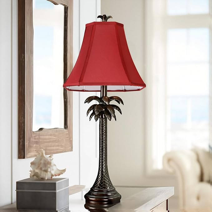 2 Pcs Wine Red Square Cute Lamp Shades Octagonal Faux Silk Lampshade Replacement Medium Lampshade 6.5×13×10.6IN(Spider) Vintage Lamp Shade for Table & Floor Lamp - Easy Assembly