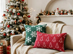 2 Pack Chenille Christmas Pillow Covers 12x20, Red Double-Sided Snowflake & Christmas Tree, Cozy Farmhouse Holiday Cushion Case, Decorative Throw Pillowcase for Sofa Couch Bed(Red,12x20)