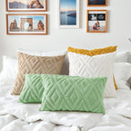 decorUhome Couch Throw Pillow Covers 26x26 Set of 2, Decorative Soft Plush Faux Wool Neutral Accent Pillow Covers for Bed Sofa Living Room, Sage Green
