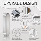 2PCS Foldable Wall Hooks, Heavy Duty Zinc Alloy Folding Wall Hooks,Folding Coat Hooks, Flip Down Hook for Hanging Coats, Bags, Hats, Cooking Utensil, Bathrobes, Keys (Silver)