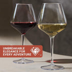 Tritan-Plastic Floating Red Wine Glasses for Pool Set of 4, 18 oz Holiday Drinkware Durable Wine Glasses with Long Stem, Ideal for Home, Party, Wedding, Beach
