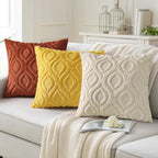 decorUhome Throw Pillow Covers 18x18 Inch Set of 2, Soft Plush Decorative Faux Fur Mustard Yellow Solid Couch Pillow Covers, Accent Farmhouse Neutral Square Euro Pillow Cases for Sofa Bed Living Room