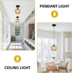 Amber Glass Pendant Lights Kitchen Island 3 Pack 6.29 in Glass Globe Pendant Light Fixture Adjustable Modern Farmhouse Pendant Lighting for Bedroom Dining Room
