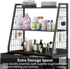Laundry Hamper Laundry Basket with 3 Section Pull-Out Rolling Bags & 2-Tier Storage Shelf, Laundry Sorter for Organization and Storage with 2 Drawers for Laundry Room, Bathroom