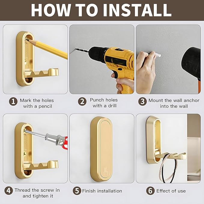 4Pcs Foldable Wall Hooks, Zinc Alloy Folding Hook Gold, Heavy Duty Folding Coat Hooks Wall Mounted for Hanging Coat Towels Bags Keys (Gold, 4 Pack)