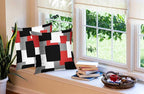 CAPSCEOLL Geometric Throw Pillow Covers 16X16 Set of 2 Soft Geometry Black Red White and Gray Pillow Cases Cushion Covers for Living Room Bedroom Decorative Throw Pillowcases for Sofa Couch Chair