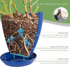 6pcs Plastic Flower Pots, 7.5/6.6/5.8/5.0/4.3/3.5 inches, Indoor/Outdoor Home Decoration, Thick and Durable, with Drainage Holes and Trays