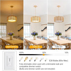 Plum Blossom Ceiling Light & Rattan Chandelier with Fabric Shade(16.5" 4•Light) | √UL-Listed Flush Mount & Fire-Safe PC Panels for Boho Kitchen Islands | Modern Farmhouse Dining Room Lighting