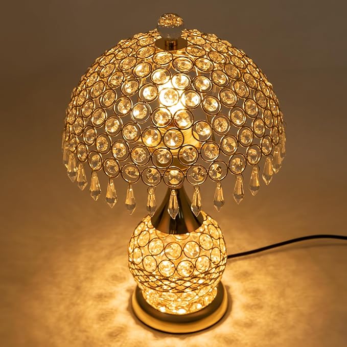 Eapmic Table Lamp,Bedside End Table Lamp ModernNightstand Desk Lamp Geometric Lamp with Shade for Living Bedroom Office(Modern,Style 5,Golden)