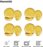 Eur-Nordic Shape Raising Rim 20pc Dinnerware Set, Shiny Glaze Yellow with Speckle Effect