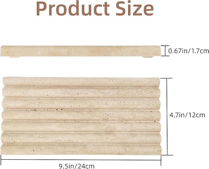 Natural Travertine Marble Tray for Bathroom Countertop Organizer,Vanity Decorative Stone Tray for Candles, Perfume, Jewelry Dish Ring Tray (Beige)