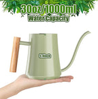 Watering Can Indoor Plants 35oz Sage Green Water Can Indoor Metal Small Water Can Pot with Long Spout for House Bonsai Plants Garden Flower Decorative
