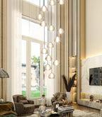 Modern Crystal Chandelier for Staircase 118" Long Black LED Lighting for Foyer Adjustable Ceiling Lighting Fixture for Living Room Hallway Entryway Staircase
