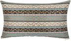 Throw Pillow Covers Turquoise and Black - 14 x 24 Inches Decorative Kilim Lumbar Pillows, Boho Room Decor for Couch, Bohemian Outdoor Case for Farmhouse, Ethnic Shams