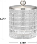 Glass Jar with Metal Lid for Bathroom Organization, Clear Apothecary Jar for Cotton Balls, Q Tips, and Small Accessories, Stylish Bathroom Storage Container Clear, Nickel