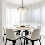 ALISADABOY Drum Chandeliers for Dining Room 21.65’’ Inch Modern Farmhouse Black Chandelier 5 Light Contemporary Hanging Pendant Light Fixture for Living Room Kitchen Island Foyer Entryway Stairway