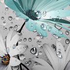Rustic Farmhouse Teal Floral Shower Curtain, Farm Teal Daisy Flowers and Butterfly Shower Curtain for Bathroom, Country Turquoise Gray Fabric Boho Shower Curtain Set with 12PCS Hooks, 60X70IN