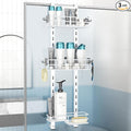 Nieifi Over the Door Shower Caddy, Adjustable 3 Tier Hanging Shower Organizer with Soap Holder Bathroom Shelves with Hooks, White