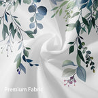 Eucalyptus Shower Curtain, Dark Blue Watercolor Leaves with Floral Botanical Bathroom Decor, Waterproof Fabric Bath Curtain Set with Hooks, 72x72 Inches