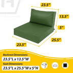 AAAAAcessories Outdoor Deep Seat Cushions, Waterproof, Fade-Resistant Patio Furniture Replacement Cushions, 23.5" x 25.5" x 5" + 23.5" x 13.5", Dark Moss Green